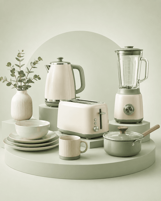 A bright kitchen styled with home and living products